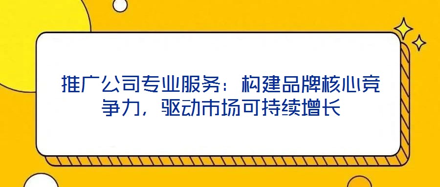 推廣公司專業服務：構建品牌核心競爭力，驅動市場可持續增長